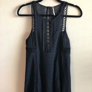Free People Wherever You Go Navy Dress Size 10